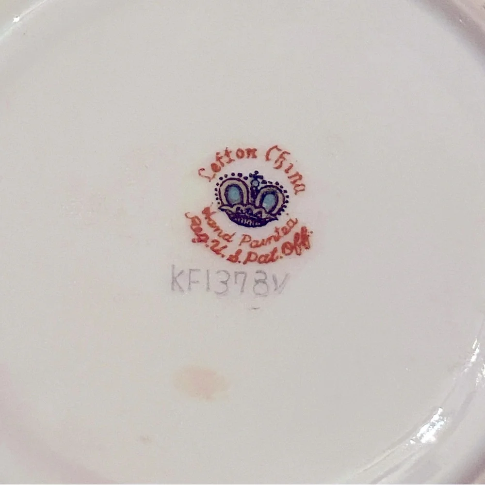 Antique Lofton Floral Saucer with Gold Trim Purple Blue